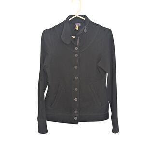 Ibex Merino Wool Black Cardigan XS